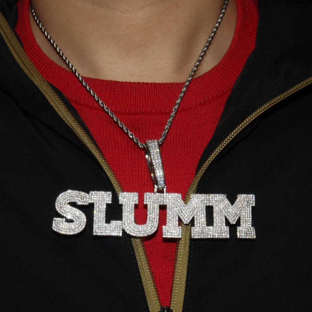 Custom Pave Cubic Zircon Bold Letters Pendant For Men Personalized Name Necklace With Cuban Link Chain Hip Hop Rock Jewelry 241226