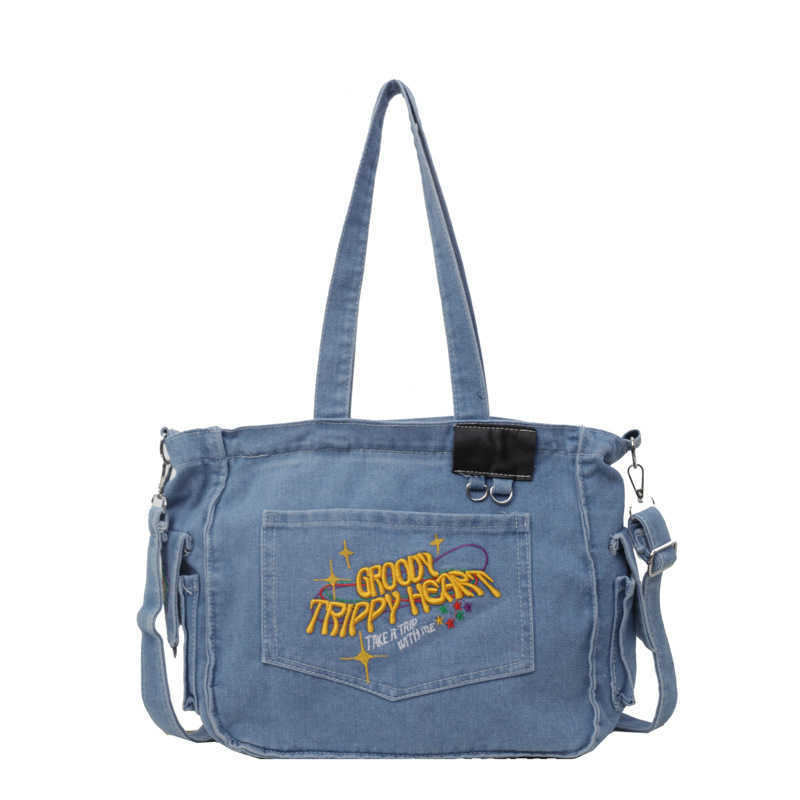 Tote Bag Cowboy Bag Versatile Large Capacity Commuter Travel Embroidered Women's Bag Handheld Single Shoulder Crossbody Bag 241215
