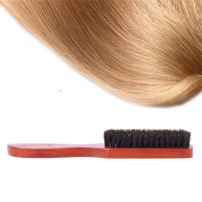 Black Comb Hair Teasing Brush Wooden Handle Hairdressing Comb Natural Boar Bristle Hair Combing Brush Slim Line Styling Comb 241225