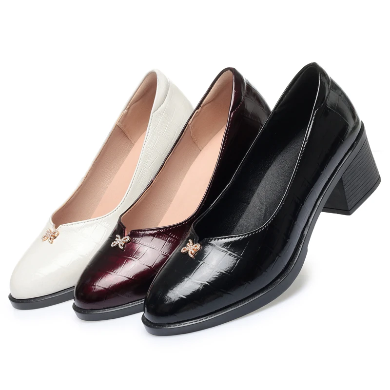 AIYUQI Women Shoes Mid-heel Spring Formal Dress Ladies Shoes Genuine Leather Large Size Women's Work Shoes