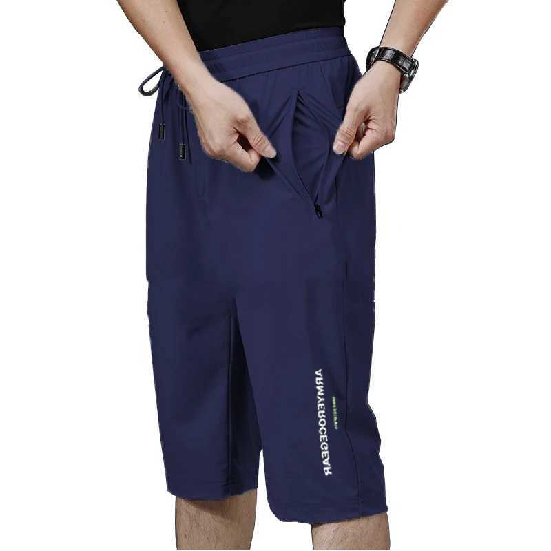 Summer New Ice Silk Shorts Mens Loose Solid Elastic Waist Pockets Patchwork All-match Casual Pants Vintage Fashion Men ClothingXJ241226
