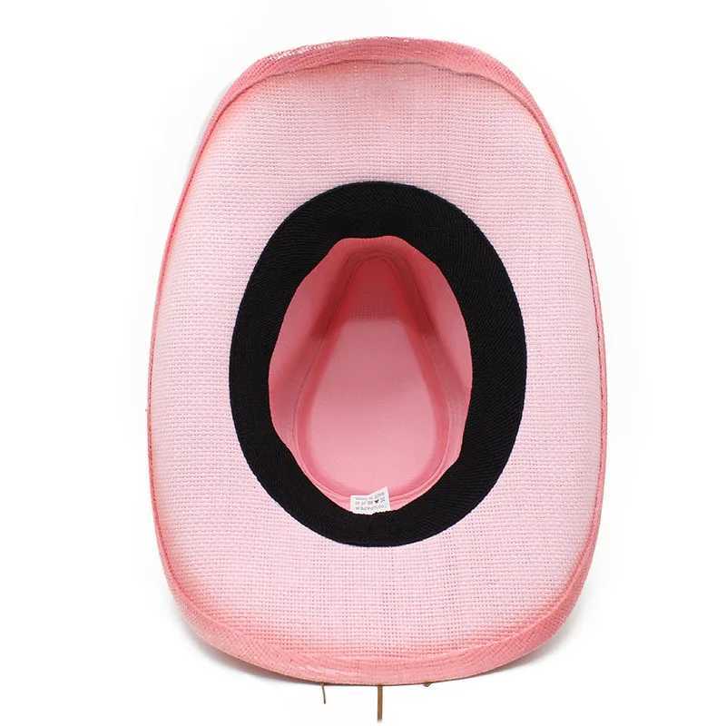 Western style denim hat each Str cow head belt breathable outdoor beach sun hat painted pink denim hat W241225