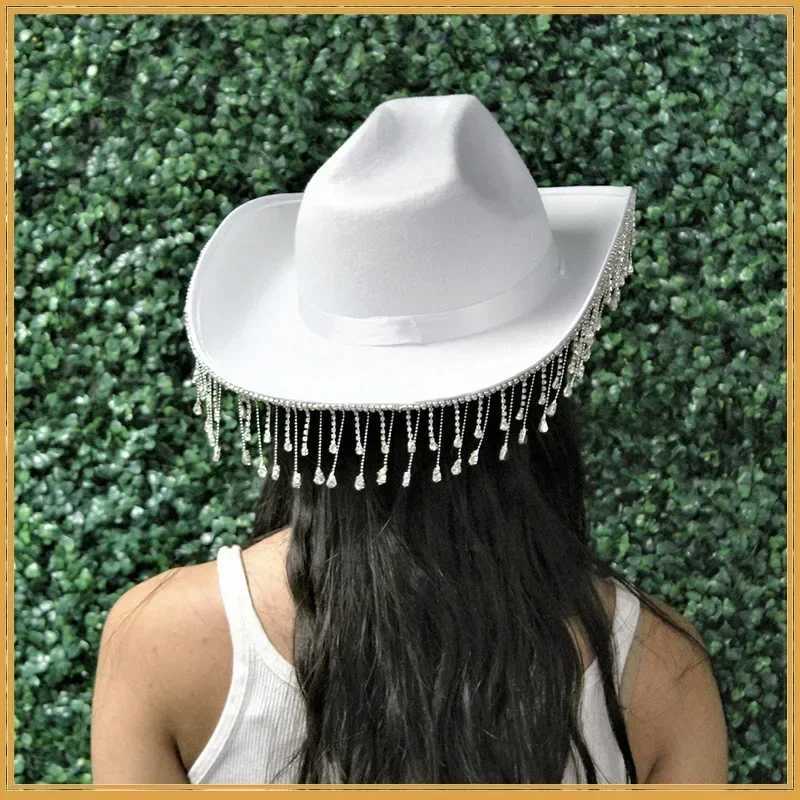 Diamond Edge Western Cowboy Hat Headpiece Cowboy Hat Western Style Girl Wide Brown Felt Cowboy Hat C Costume Role Playing Party Hat W241225