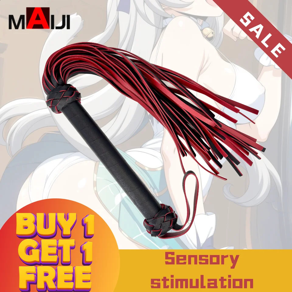 Fetish 3 Color PU Leather Whip Flogger Handle Spanking Paddle Knout Flirt SM Adult Game Erotic Sex Toys for Women 241226