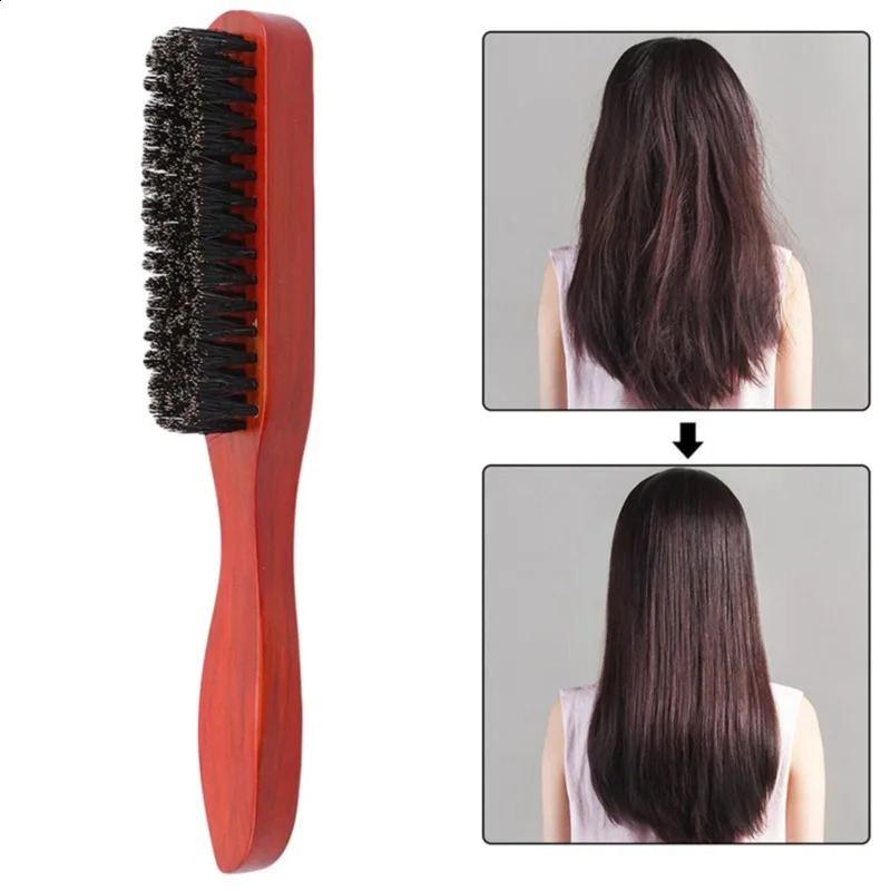 Black Comb Hair Teasing Brush Wooden Handle Hairdressing Comb Natural Boar Bristle Hair Combing Brush Slim Line Styling Comb 241225