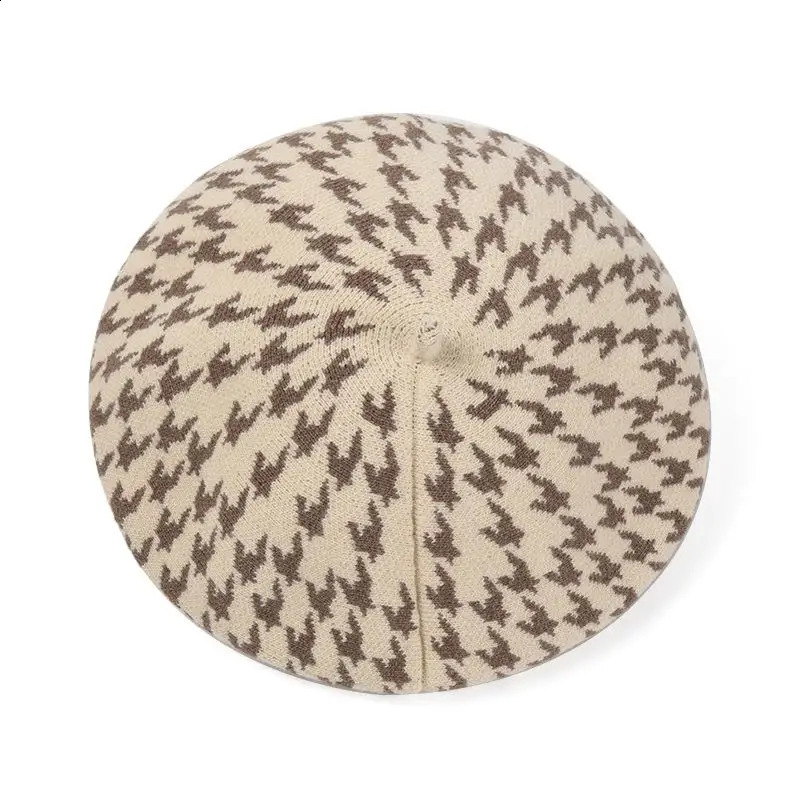 Fashion Women Houndstooth Berets Classic Plaid Winter Hats Ladies French Painter Hat Wedding Dress Up Warm Beanies Cap 241226