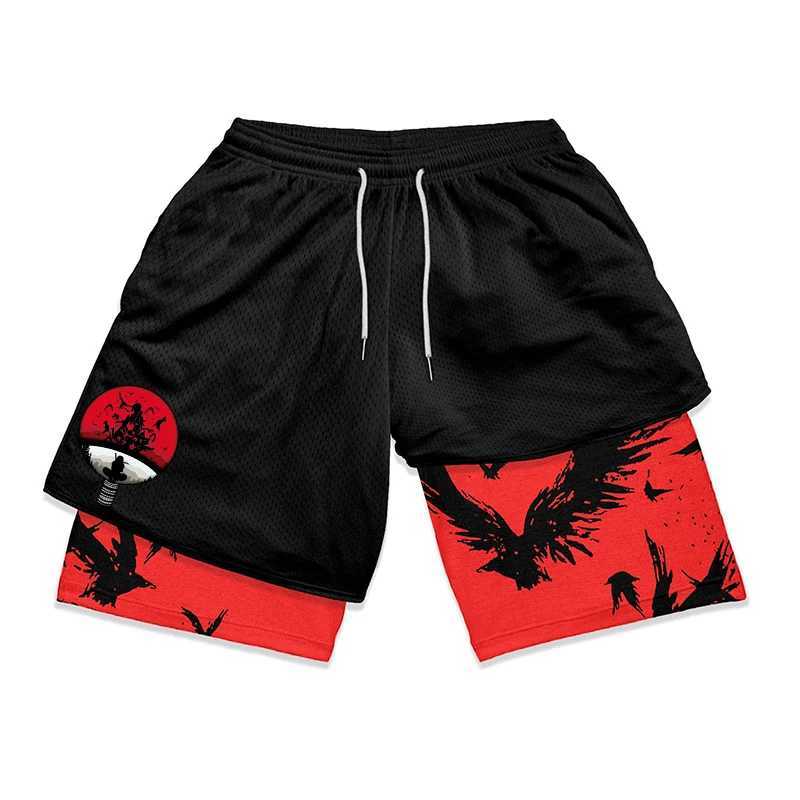 Gym Workout Running 2 in 1 Shorts for Men Summer Athletic Quick Dry Compression Shorts with Pocket Stylish Anime Cosplay CostumeXJ241226