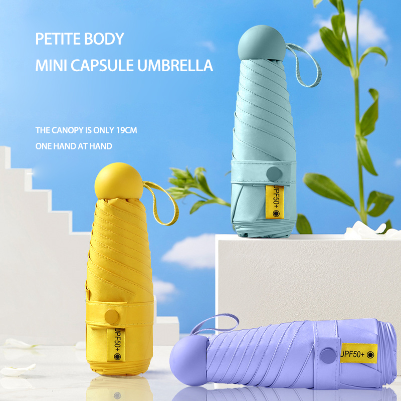 Black PVC Handheld Sunscreen Umbrella for Both Rains and Sunshine - Ideal for Men and Women's Outdoor Activities