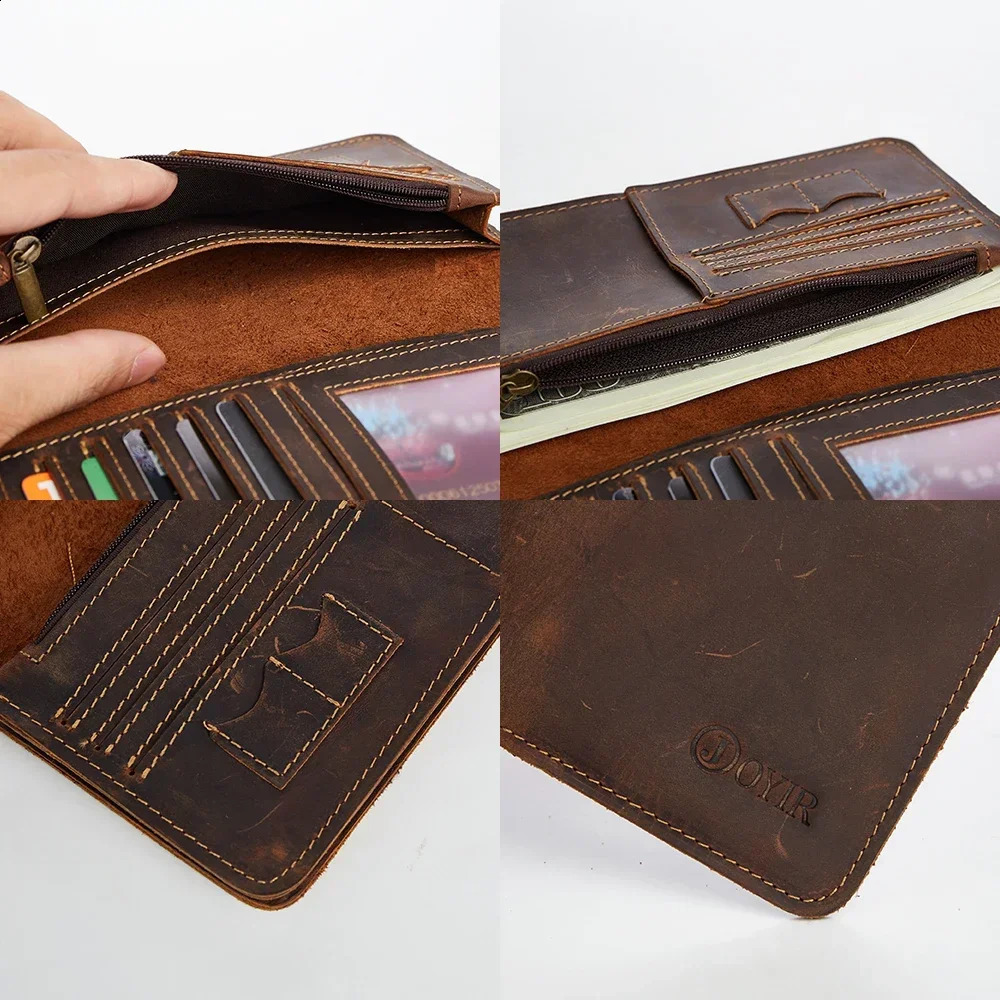 Men Genuine Leather Wallet Men Coin Purse Vintage Long Men Wallets Perse Solid Card Holder Clutch Carteira Hombre for Male 241224