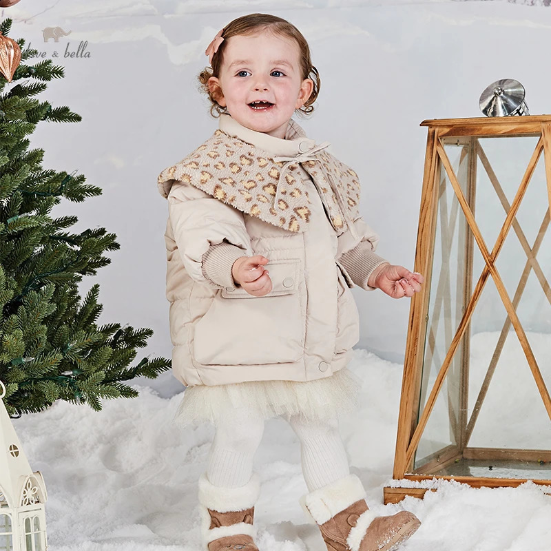 Dave Bella White Duck Down Winter Children Jacket Warm Kids Boys Thicken Coat Hooded Apricot Baby Snowsuit DB4224113 241225