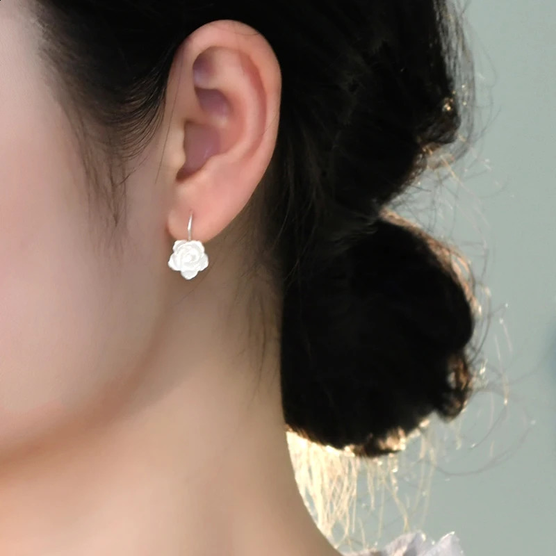 ASHIQI 925 Sterling Silver Natural Shell Flower Earrings Fashion Jewelry Gift for Women Trendy 241226