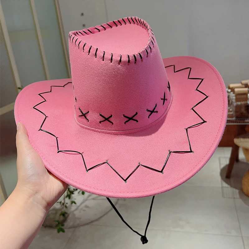 KAMMPT Fashion Western Wide Brown Cowboy Hat Performance Carnival Display Decorative Cowboy Hat Fashion Outdoor Camping Solid Color Hat W241225