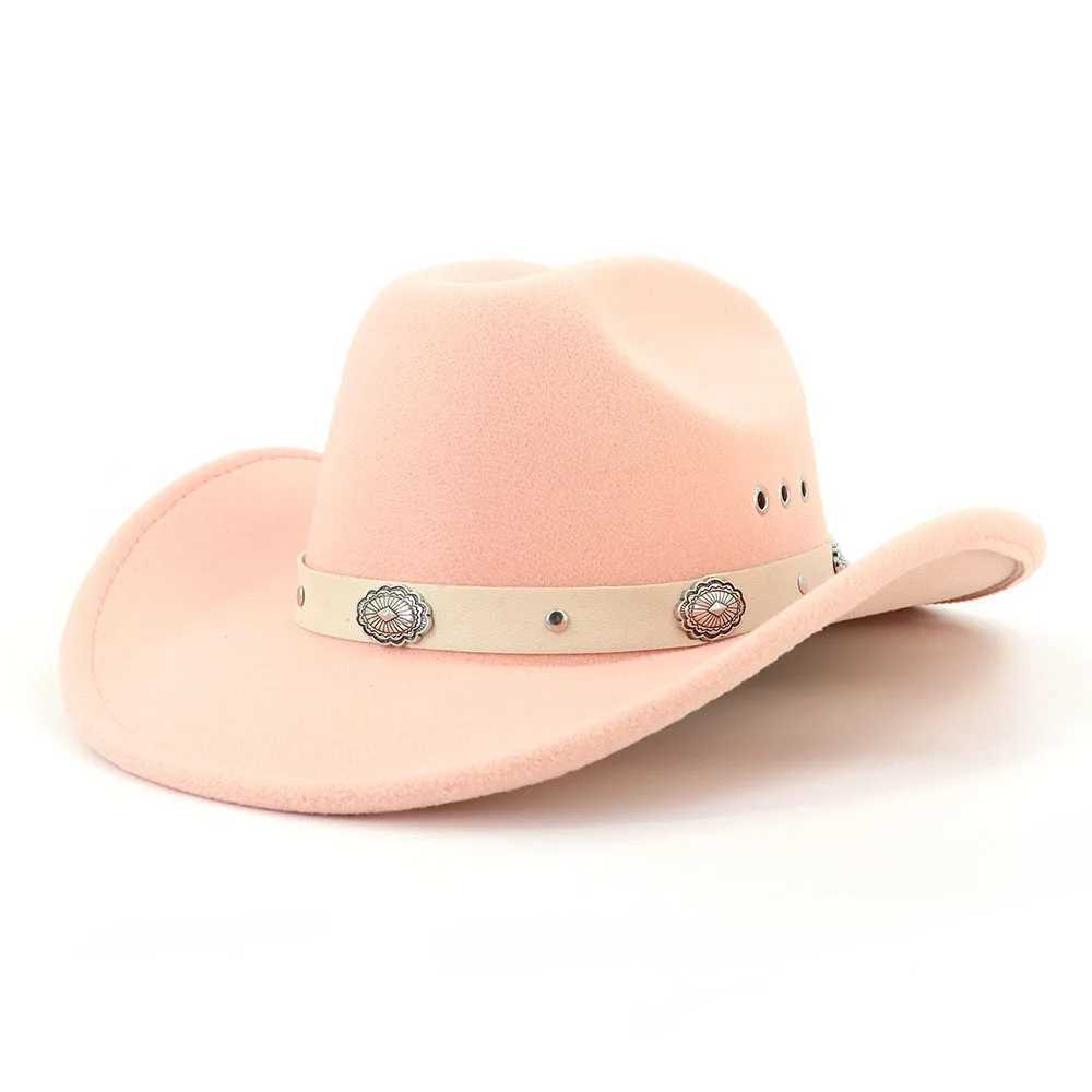 Western style womens denim hat mens cream solid color retro Fedora hat womens charm top unisex wide brown Panama felt C W241225