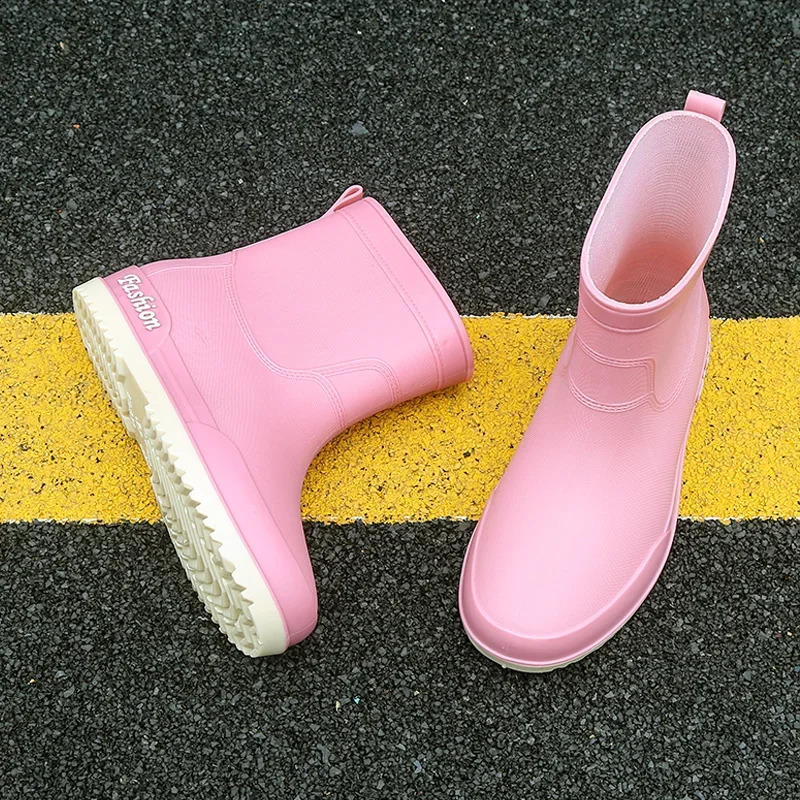 style rain boots ladies fashion outer wear rubber shoes non-slip waterproof rain boots short tube four seasons water shoes 241226