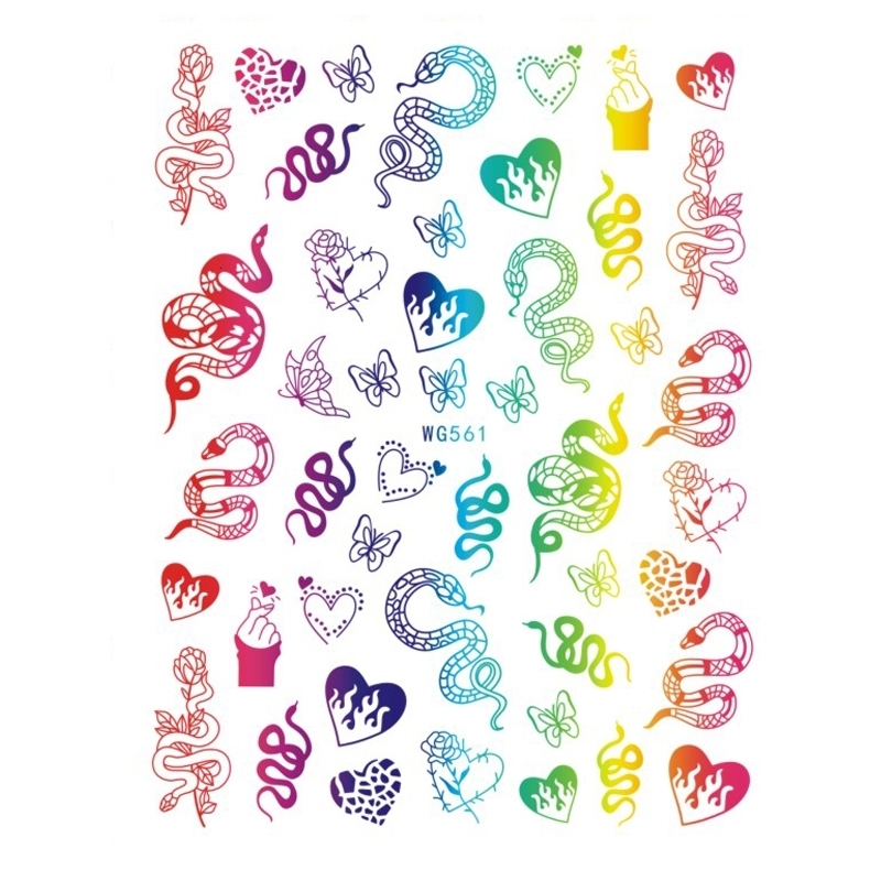 10PCS/Package Rainbow Golden Snake Dragon Nail Art Sticker DIY Bronzing 3D Love Nail Art Applique Nail Supplies 241225