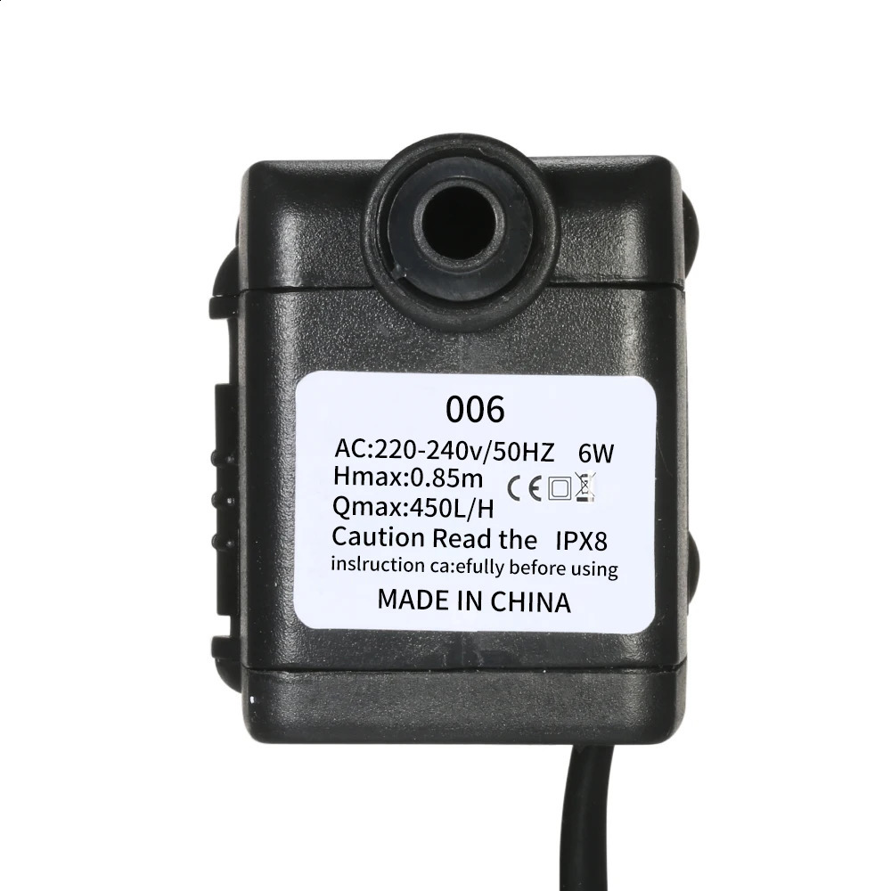 450L/H 6W Submersible Water Pump for Aquarium Tabletop Fountains Pond Water Gardens and Hydroponic Systems with 2 Nozzles 241225