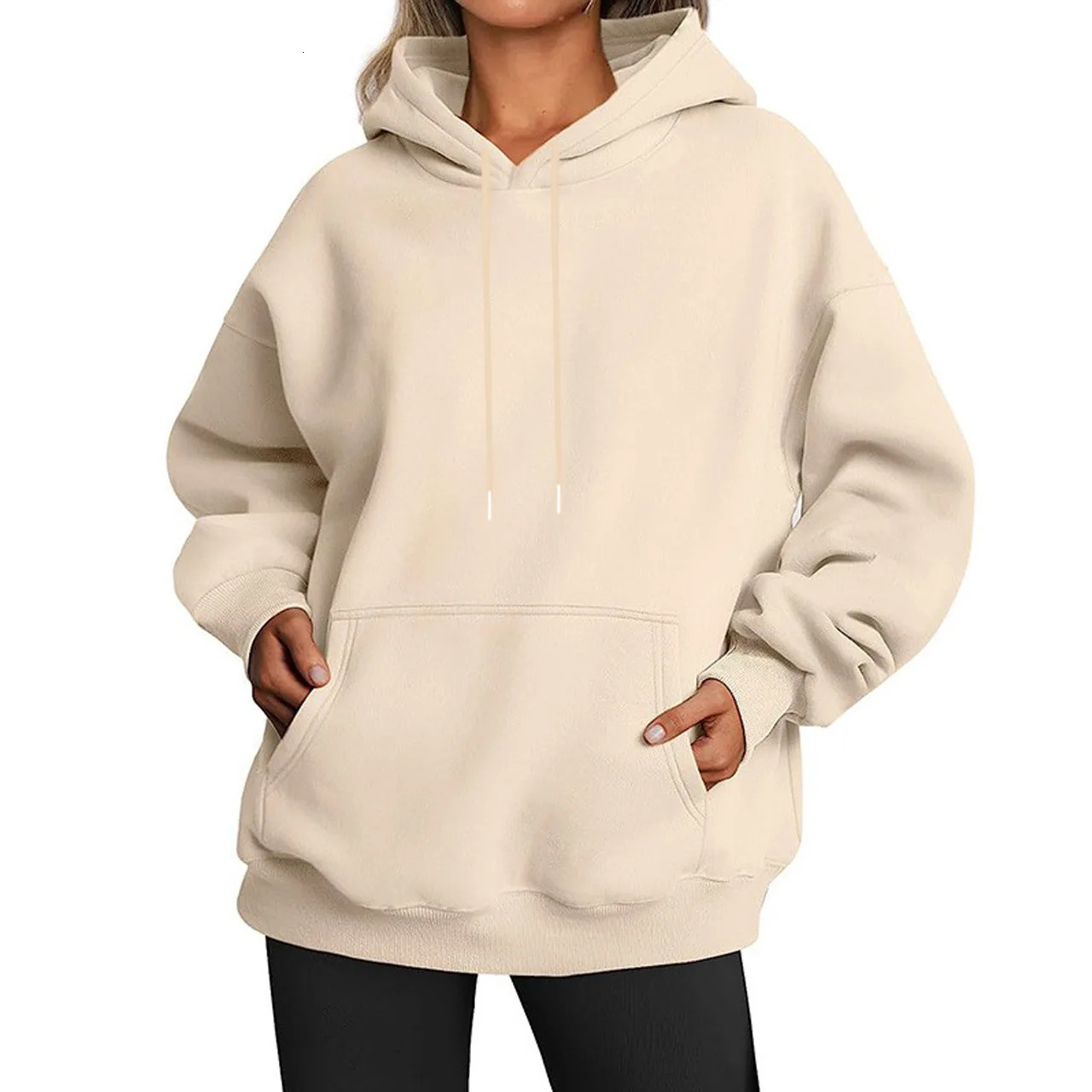 Spring and Autumn Style Drop Shoulder Sleeve Hooded Sweatshirt Women Thick Hoodie Casual Sports Top XS5XL 241225