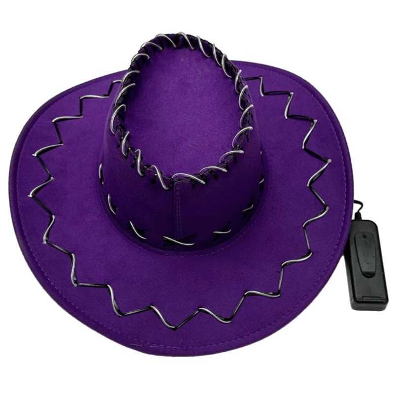 Adjustable Flash Cowboy Hat Womens Carnival Hat Lights Up Fedora Hat Accory W241225