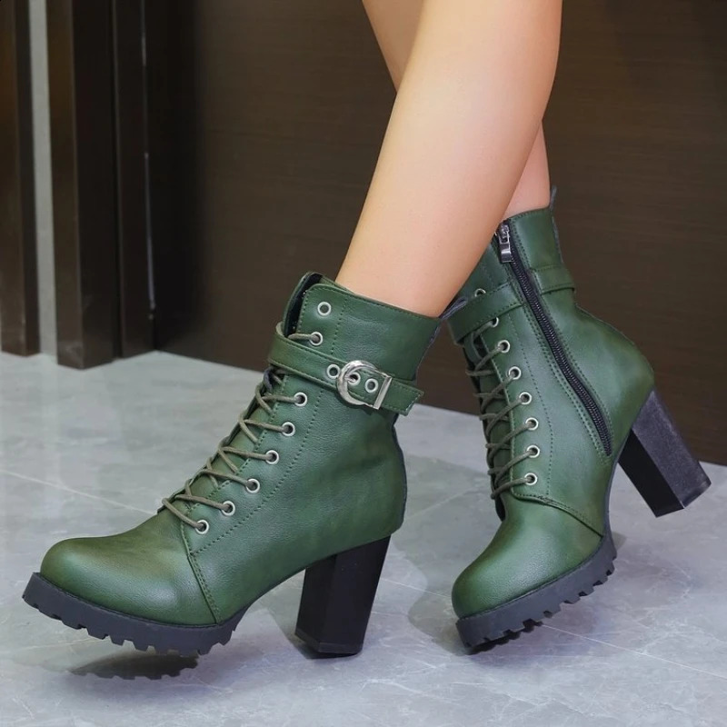 Winter Elegant Increase Sexy Womens Shoes Round Head Fashion Comfortable Casual Thick Heel Side Zipper High Heel Boots 241226