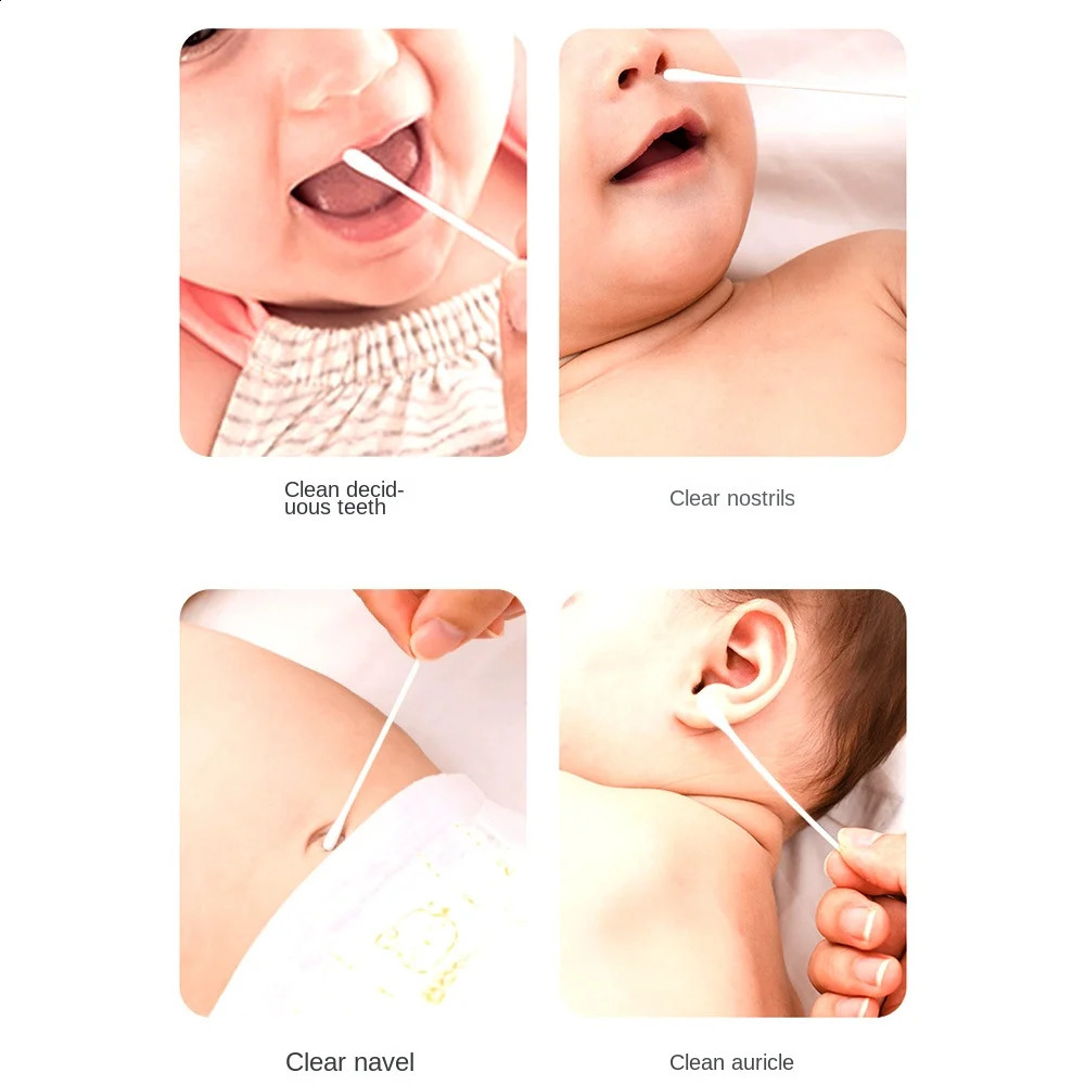 100% Cotton Swab Paper Stick Baby Cotton Swab Used To Clean Baby Teeth Navel and Nostrils Support Customization 241226