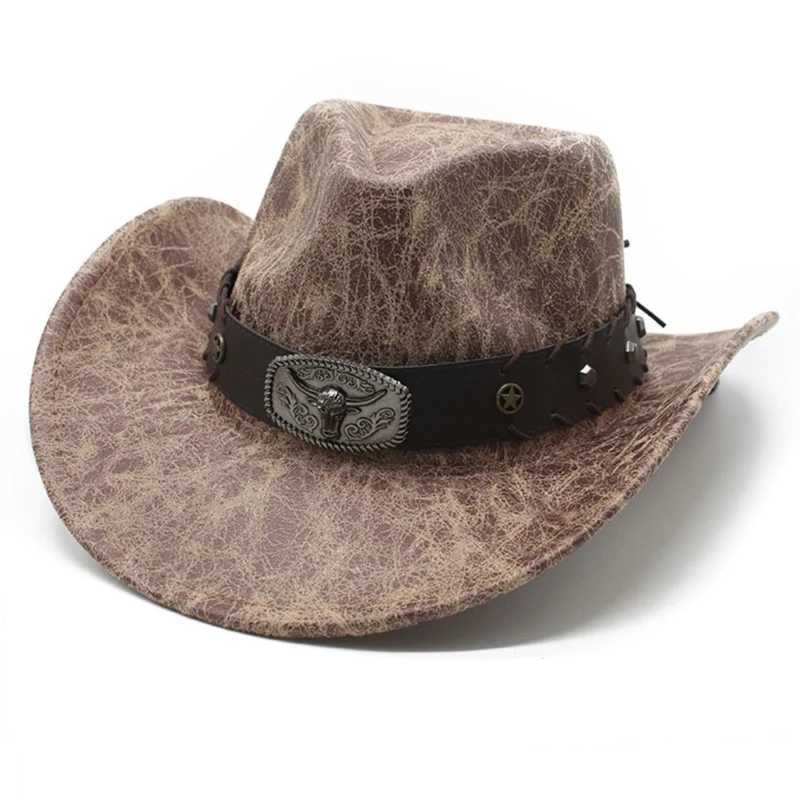 Rolling Brim Cowboy Hat for Women Wear Resistant Cowboy Hat with Hat Band Large Brim Windproof Hat W241225