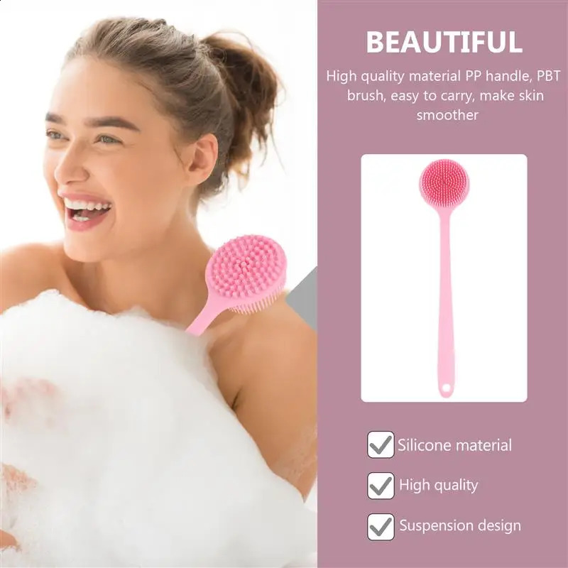 Double-Sided Silicone Bath Back Scrubber Long Handle Long Handle Body Bath Brush Mud Bath Back Scrubber 241226