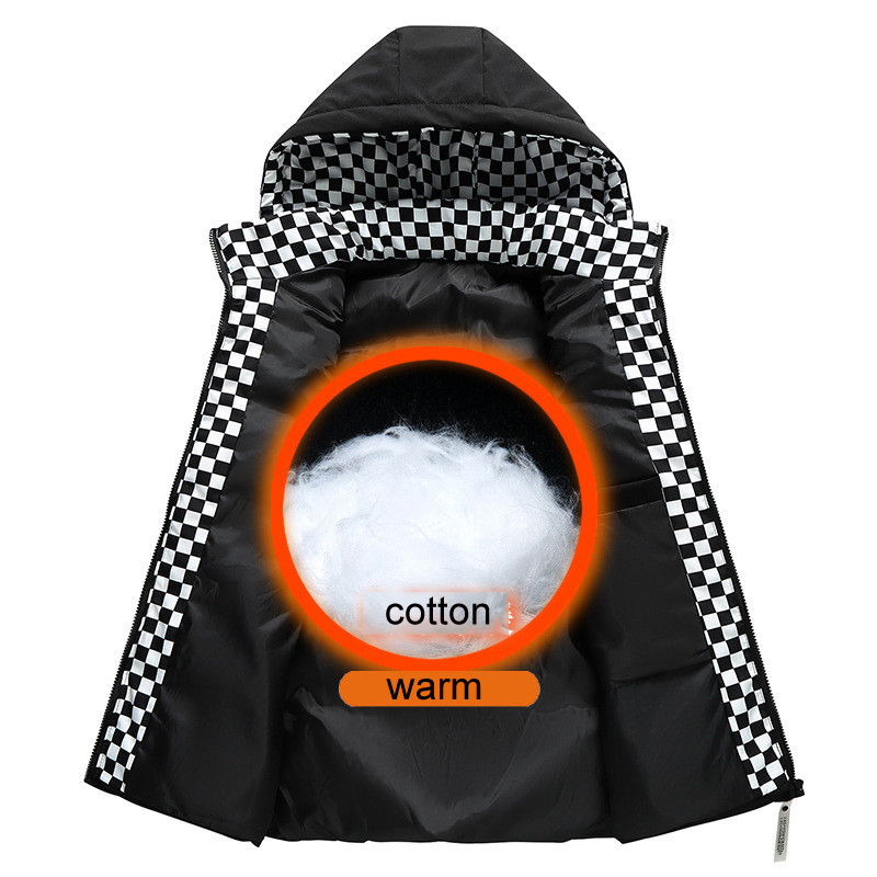 New Arrival Autumn Mens Thicken Cotton Plaid Sleeveless Jacket Winter Warm Men's Vests Coat Fashion Oversized Clothing