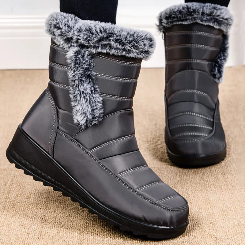 Womens Winter Boots Fur Winter Shoes For Women 2024 Snow Boots Wedge Heels Ankle Botas Mujer Waterproof Winter Footwear241226