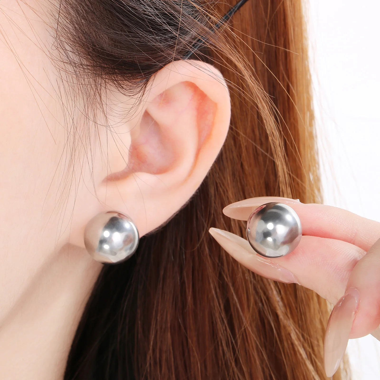 Simple Hollow Round Beads Stainless Steel Sets Bangle Choker Earrings For Women Silver/Gold Color Wedding Party Jewelry 241226