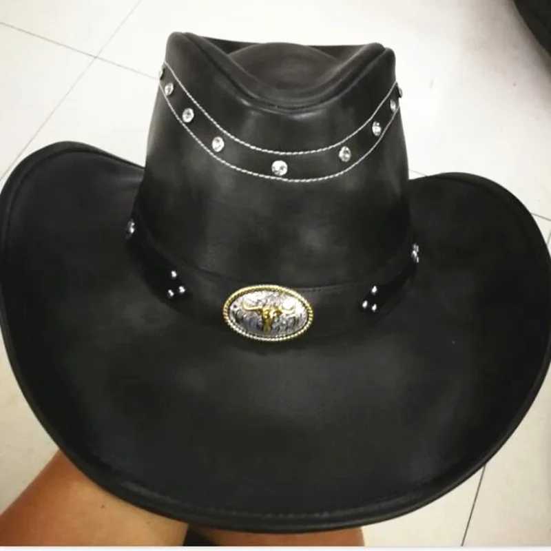 New Cowboy Hat Womens Western Cowboy C for Dad Gentleman La Real Leather Sombrero Hombre Jazz C W241225