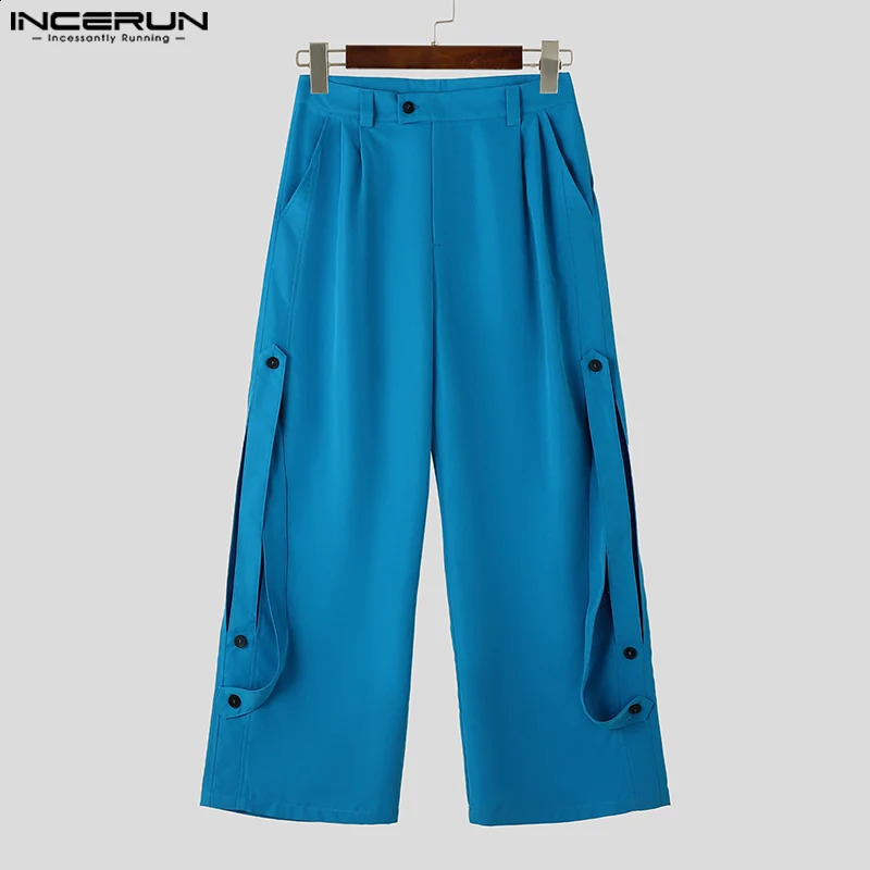 INCERUN 2024 American Style Trousers Fashion Men Deconstruction Solid Ribbon Pants Casual Streetwear Male Pantalons S-5XL 241224