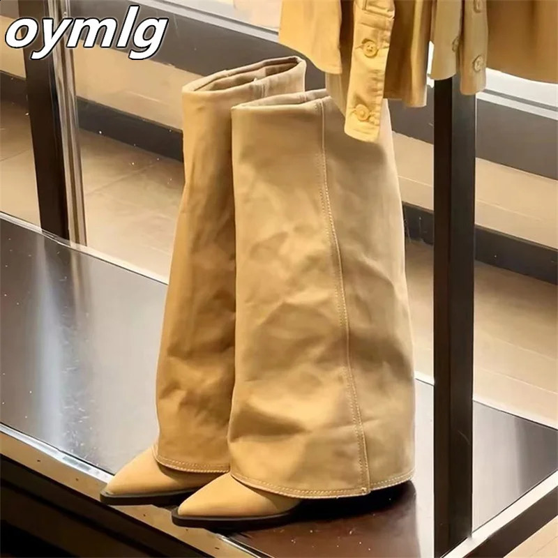 Pointed Coarse Heel Pants Boots Womens Retro Over the Knee Long Boots High Heels Western Cowboy Boots Knight 241226