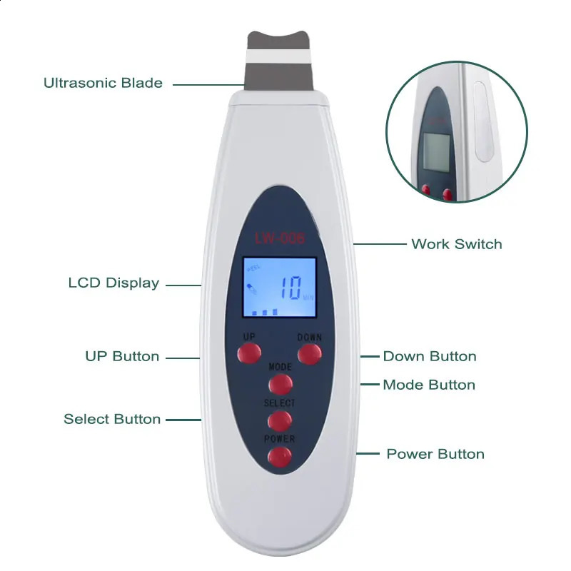 Ultrasonic Skin Scrubber Cleanser Face Cleaning Acne Removal Galvanic Spa Ultrasound Peeling Clean Tone Lift LW006 241226