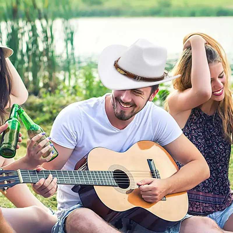 Mens Classic Western Style Cowboy Hat Womens Cowboy Hat Womens Beach Hat Wide Eaves Outdoor Activities W241225