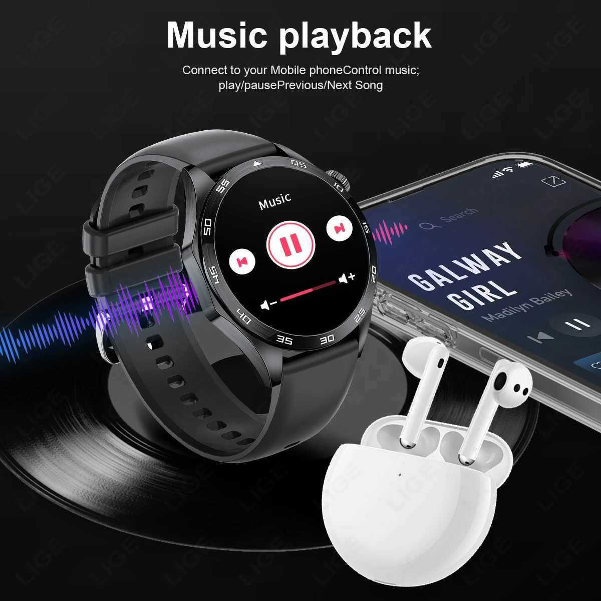 LIGE Mens ECG Heart Rate Monitor Medical Grade Mens Watch wireless connections Call Bracelet Android Smart Watch X241226