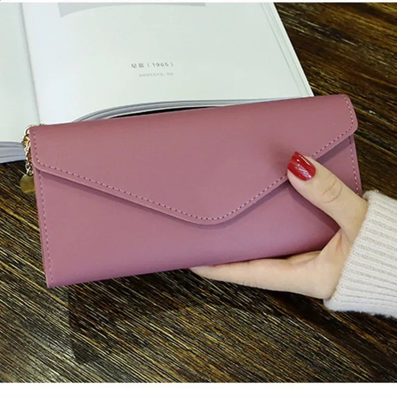 PU Leather long Wallet Solid color Women Purses Fashion Coin Purse Card Holder Tassels Wallets High Quality Clutch Money Bag 241224