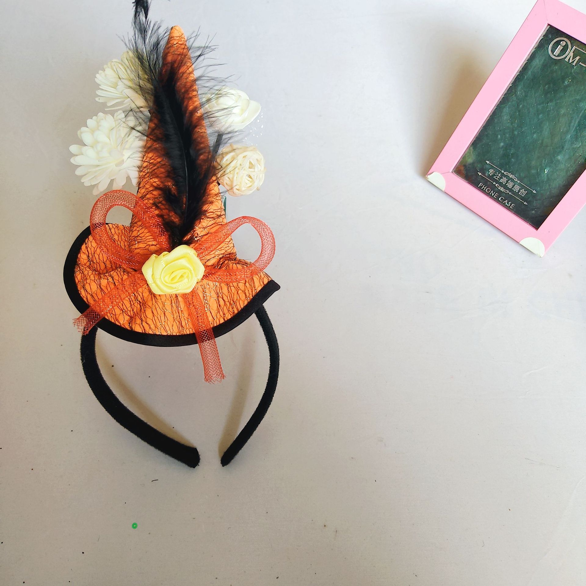 Halloween Ghost Festival party headband export European and American skull flower mesh small high hat headband