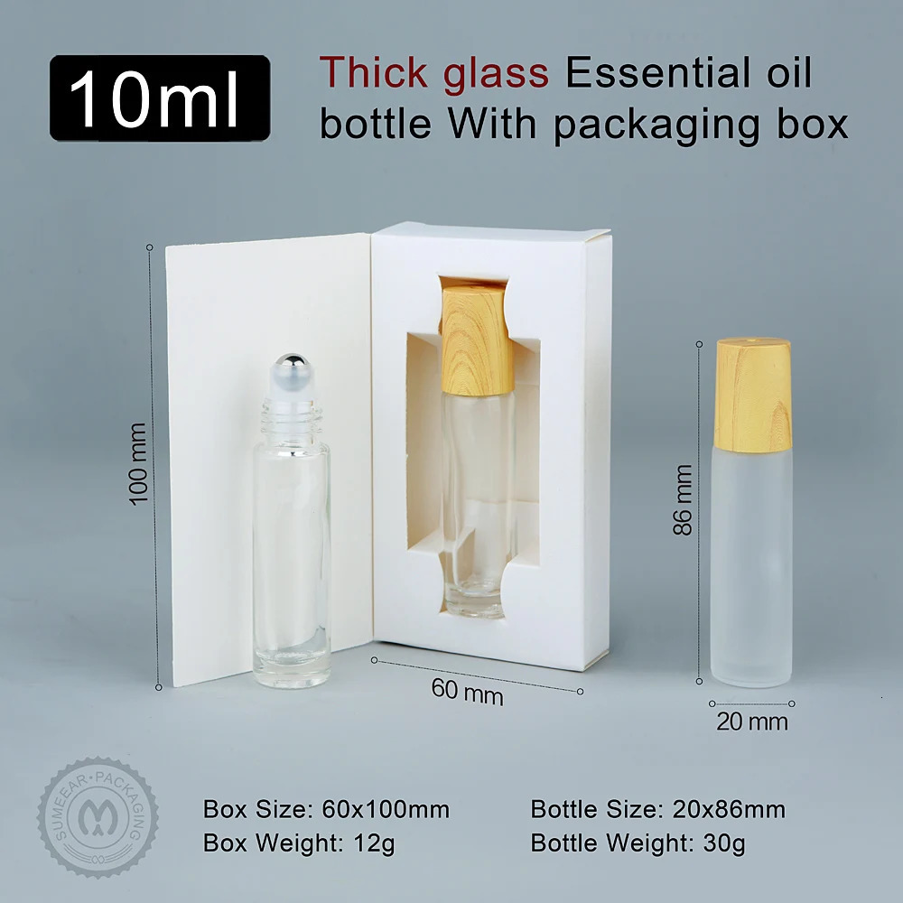 20Pcs 10ml With packaging box Glass Roll on Bottle for Essential Oils Refillable Perfume Bottles with Roller Ball 241225