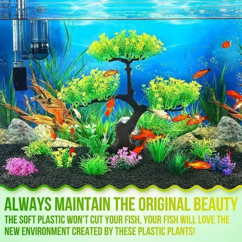1set Aquarium Artificial Plastic Plants Decoration Goldfish Tank Betta Fish Tank Plants Water Weeds Ornament Aquarium Decor 241225