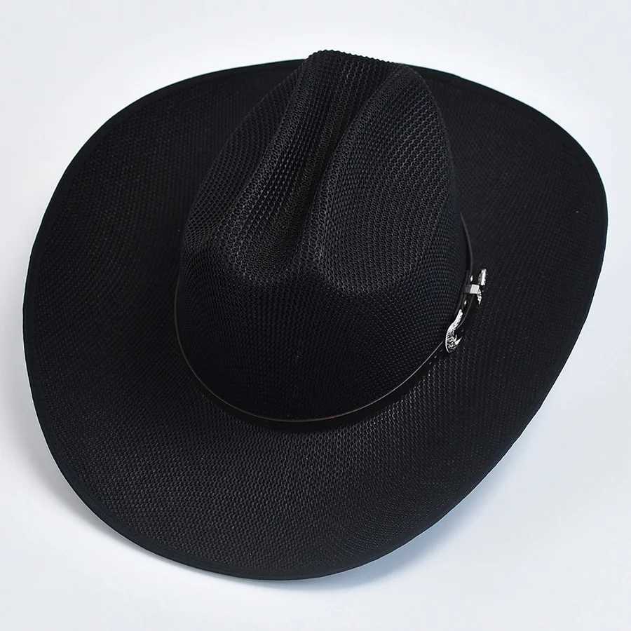 Retro Western Womens Cowboy Hat Summer Wide Brown Cowboy Girl Jazz Hat Outdoor Beach Sunscreen Cs W241225
