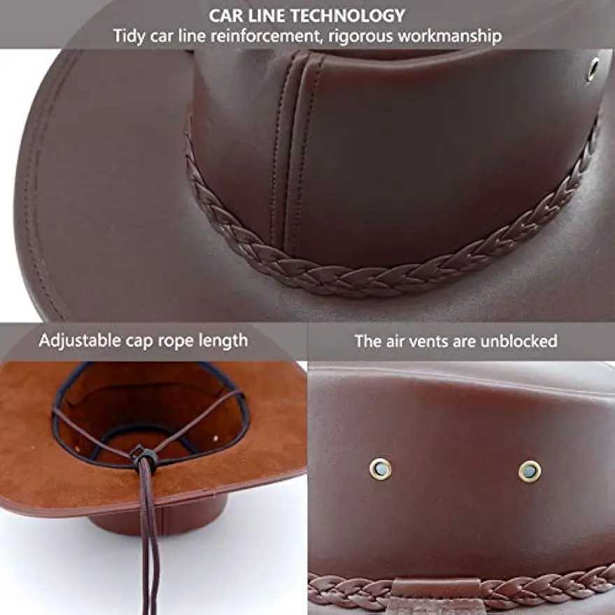 Mens and womens denim hats Western leather exterior wide Brim Rain C W241225