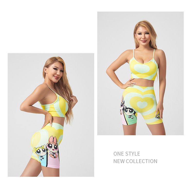 FEMME FINESS Little Policewoman Love Seamless Knit Yoga Workout Shorts Set