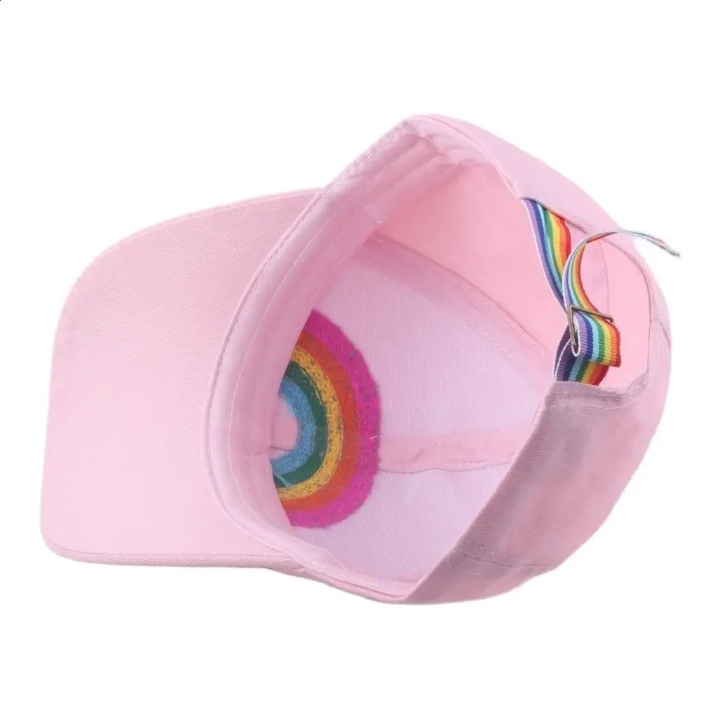 Cute Style 2 To 7 Years Kid Pink Hat Girls Rainbow Baseball Cap Sun Protection Summer Beach Vacation 241226