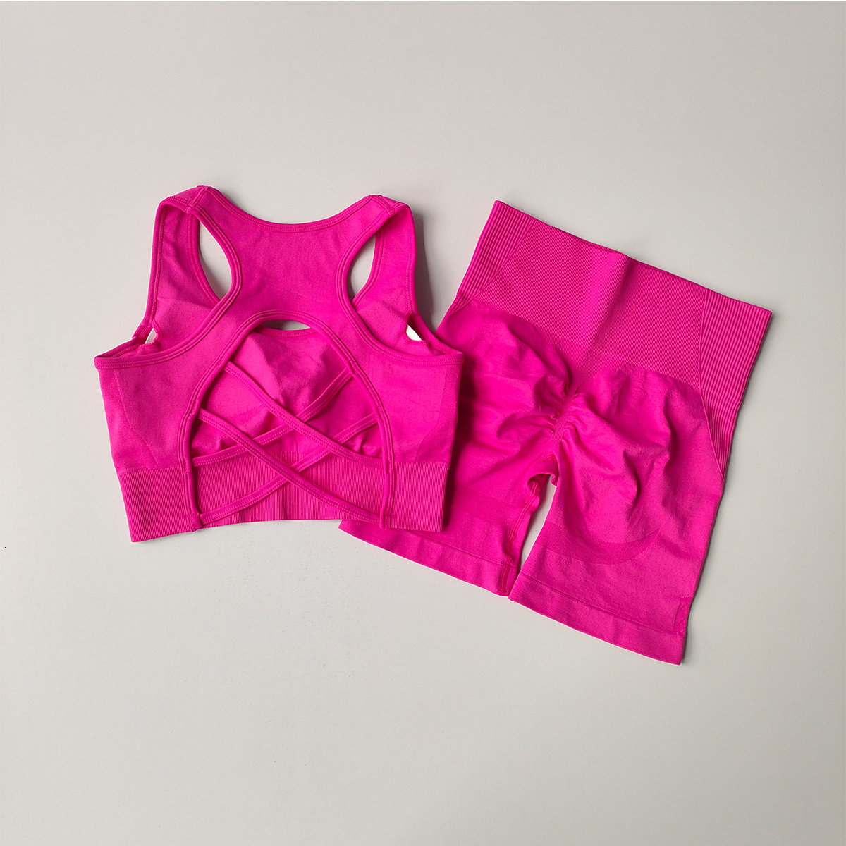Seamless Yoga Set For Women, Sexy Sport Bra, High Waist Sports , Gym Clothing, Fiess Bra Set, 2 PCS Shorts Suit