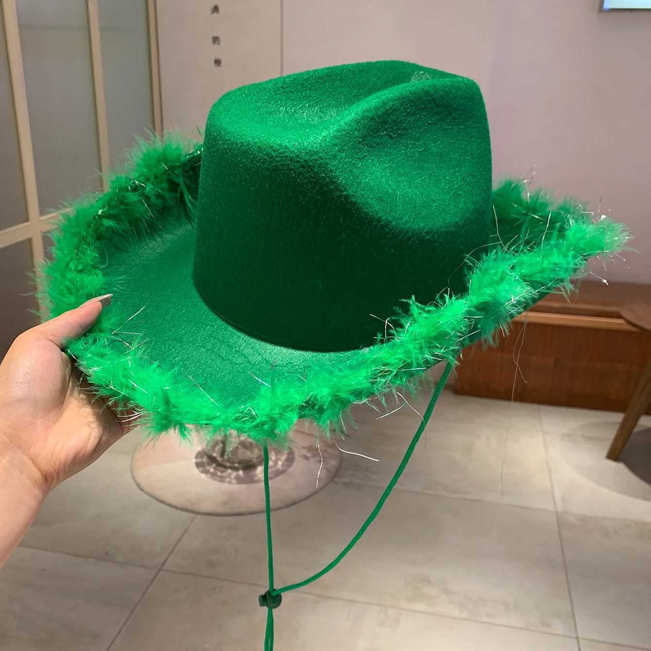KAMMPT Fashion Solid Color Cowboy Hat Wide Brim Carnival Role Playing Cowboy Hat Western Style Trend Cs Singles Party W241225