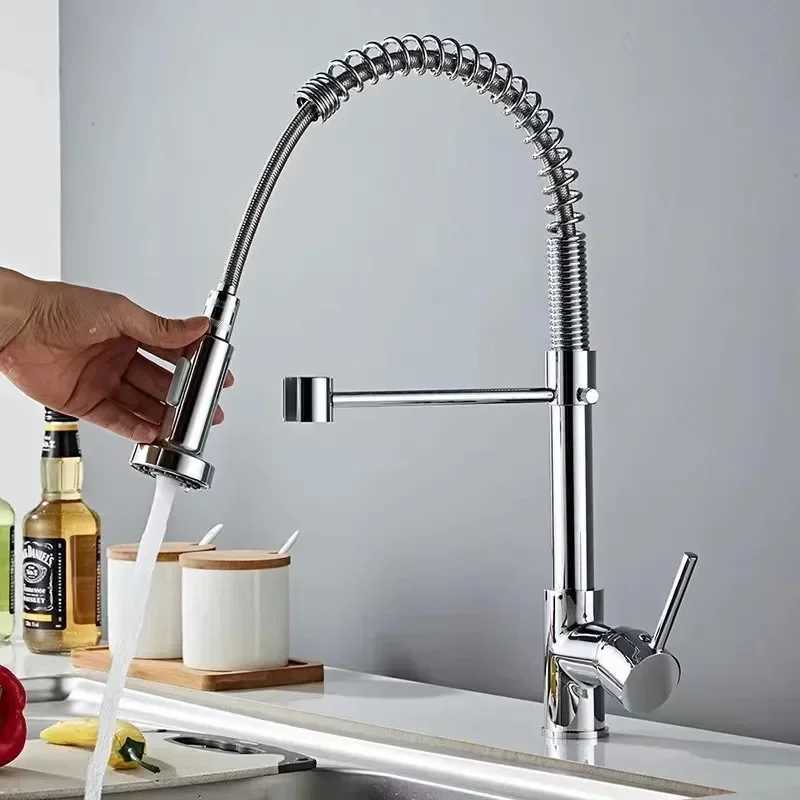 Kitchen faucet spring rotating kitchen sink Pl outlet spring nozzle mixer faucet hot and cold water crane G1/2 Y241226