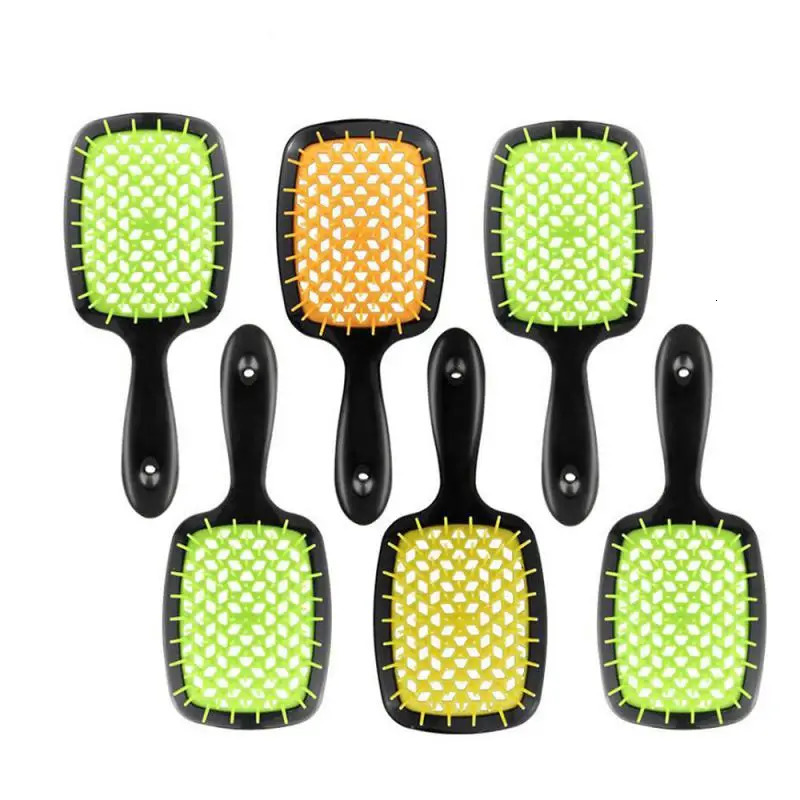 Hair Comb Square Hollow-carved n Styling Tools Massage Comb Color Splicing Reduce Tangles Hair Care/styling Smoothing Comb 241225