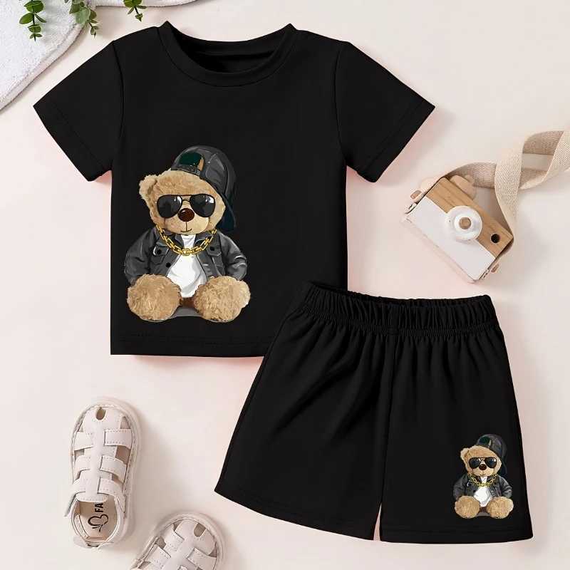 Clothing Sets Summer Baby Girls Clothes Set Children Boy Cartoon Bear Printed Short Sleeve T-shirts and Shorts 2 Pieces Outfits TracksuitsY241225A5O8