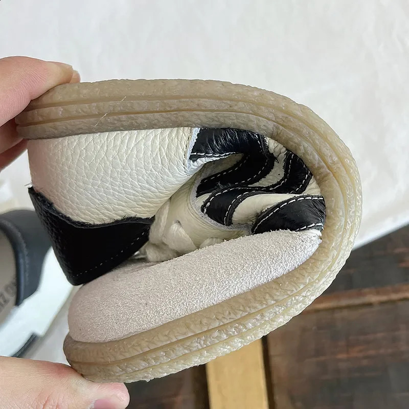 Careaymade-Genuine Leather womens shoessoft sole comfortable casual single shoescowhide ugly cute lace up small white shoes241226wwbj