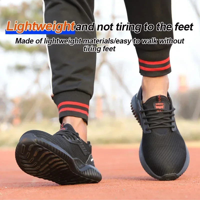 Safety Shoes MENS Steel Anti-crushing MENS Work Shoes Tennis Light Polishing Test Indestructible Shoes Drop 241226